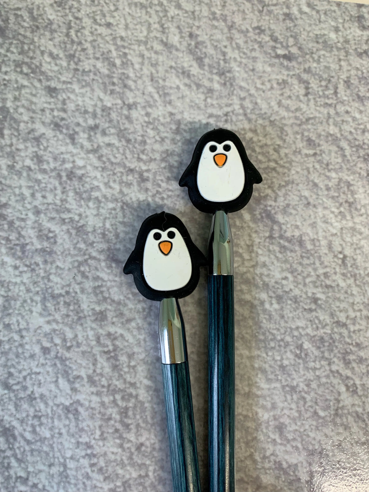 Knitting needle toppers and point protectors - penguin