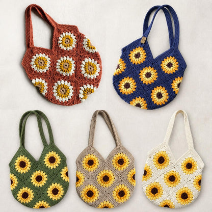 Crochet sunflower bag kit - Make your own lovely sunflower bag with this diy crochet kit.