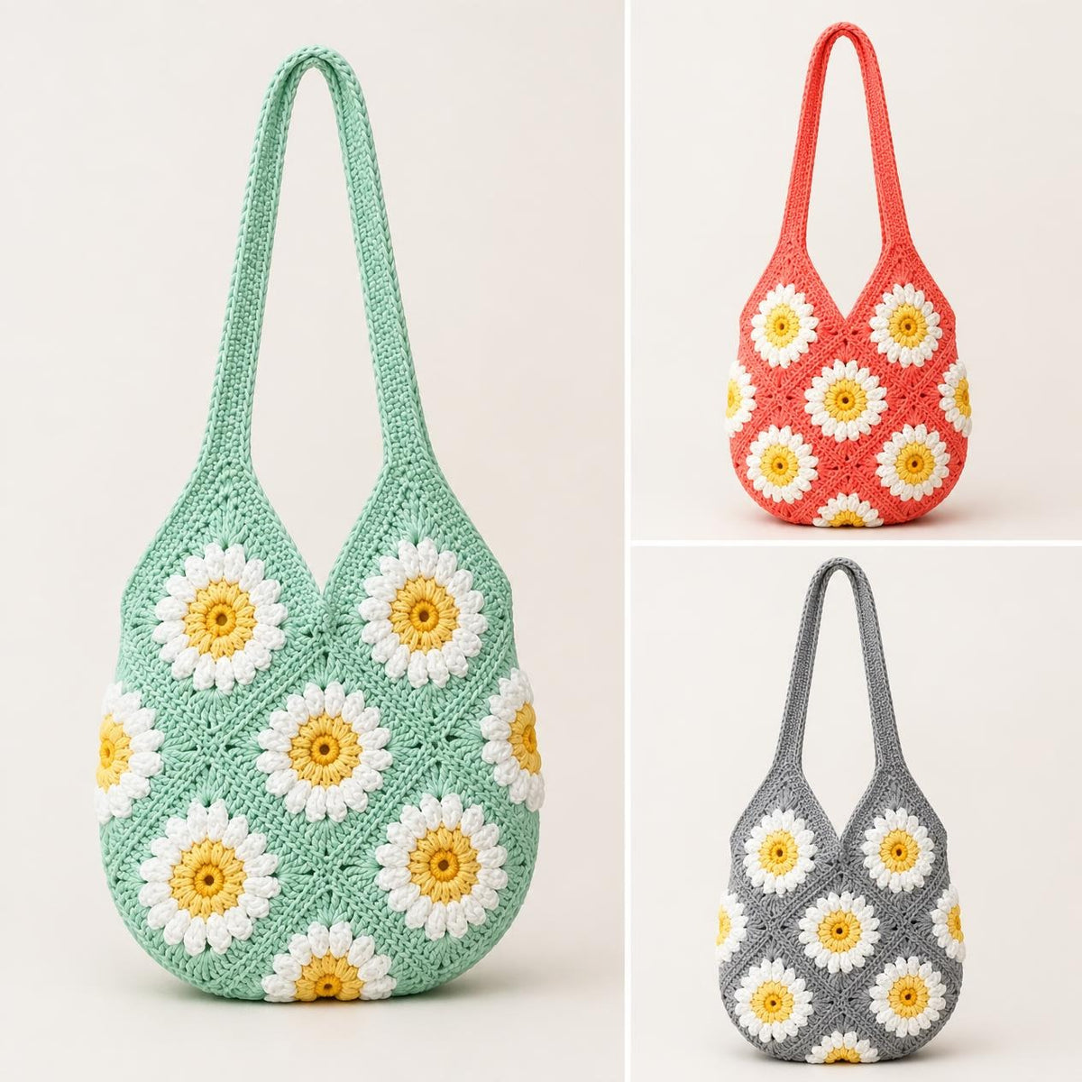 Crochet Daisy bag kit -  various colours. Make your own lovely Daisy bag with this diy crochet kit