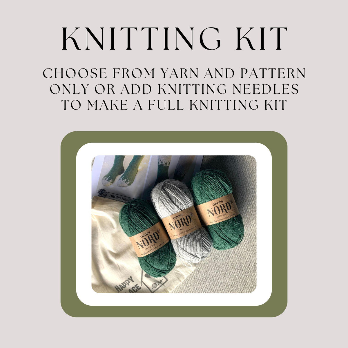 Knitted sock kit - make your own lovely forest socks with this diy knit kit using Drops Nord wool