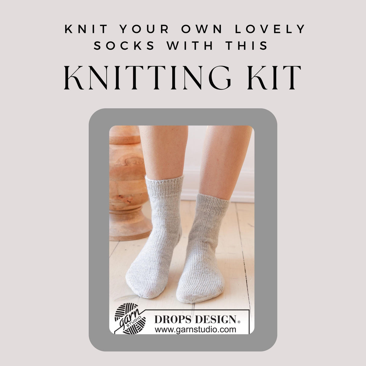 Knitted sock kit - make your own lovely socks with this diy knit kit using Drops Fabel wool