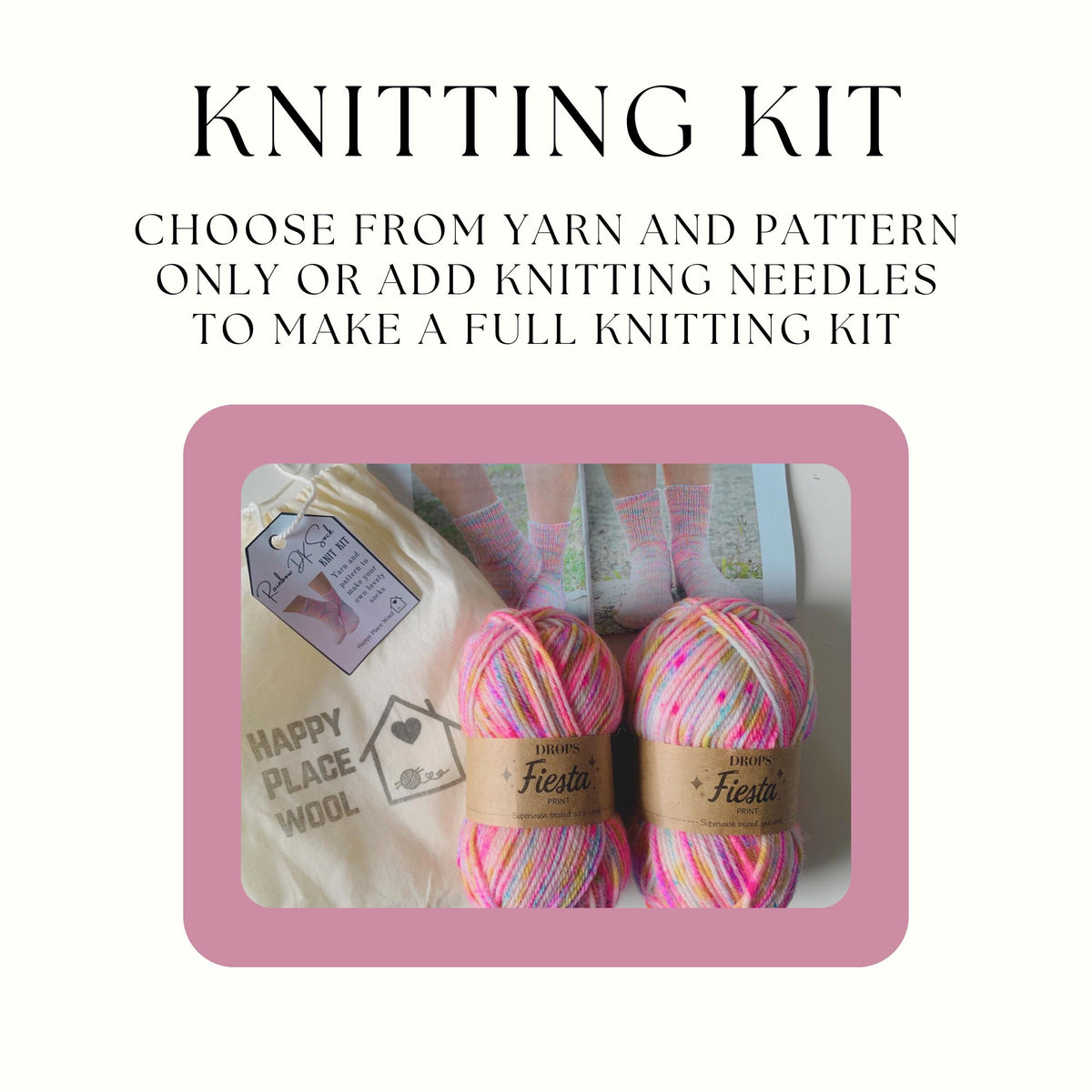 Knitted sock kit - make your own lovely DK socks with this diy knit kit using Drops Fiesta wool