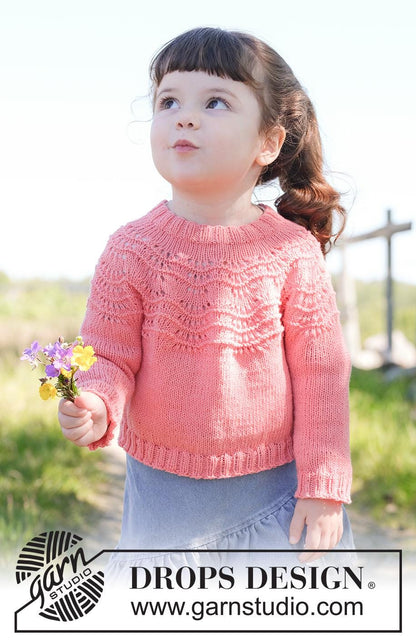 Cute knitted jumper for children - KNITTING KIT - coral charm - yarn and knitting pattern kit - sizes 2 - 12 years