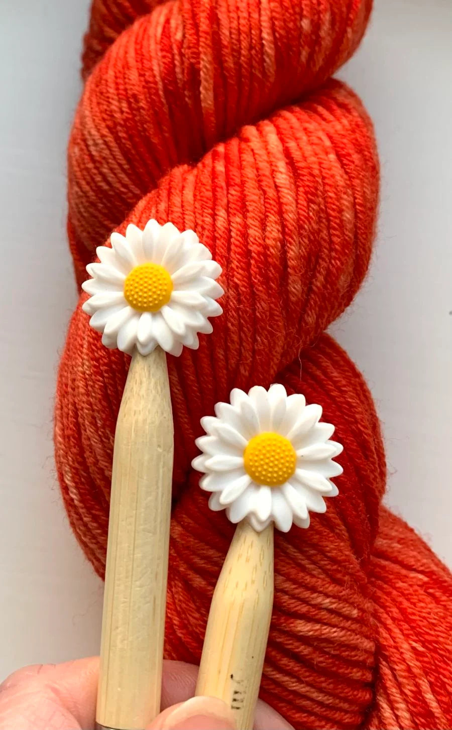 Daisy Knitting needle toppers and point protectors. A cute way to stop your stiches slipping. A perfect gift for knitters